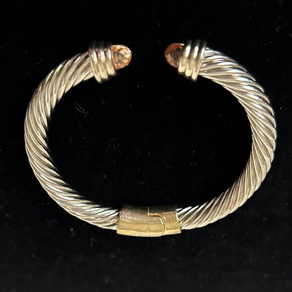 Chunky Silver & Gold Tone Twisted Cuff Bracelet - Picture 3 of 6
